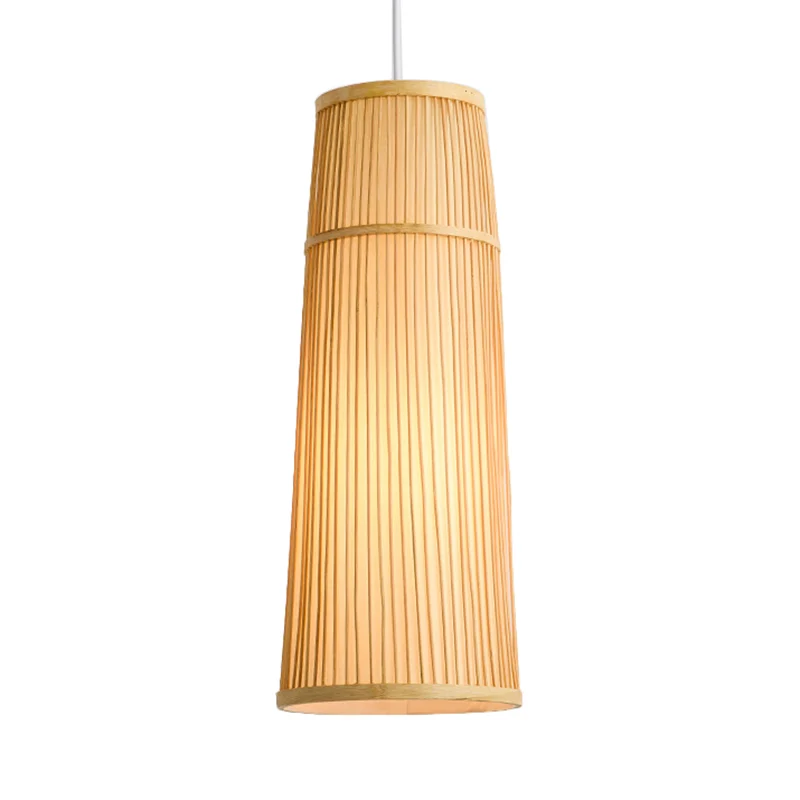 Taps toelopende bamboe schaduw hanglamp landelijke stijl 1 lichtbeige hanglamp voor restaurant Clearhalo