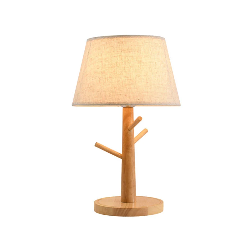 Taps toelopende bureaulamp Moderne stoffen LED-leesboeklamp wit met takvoet Clearhalo