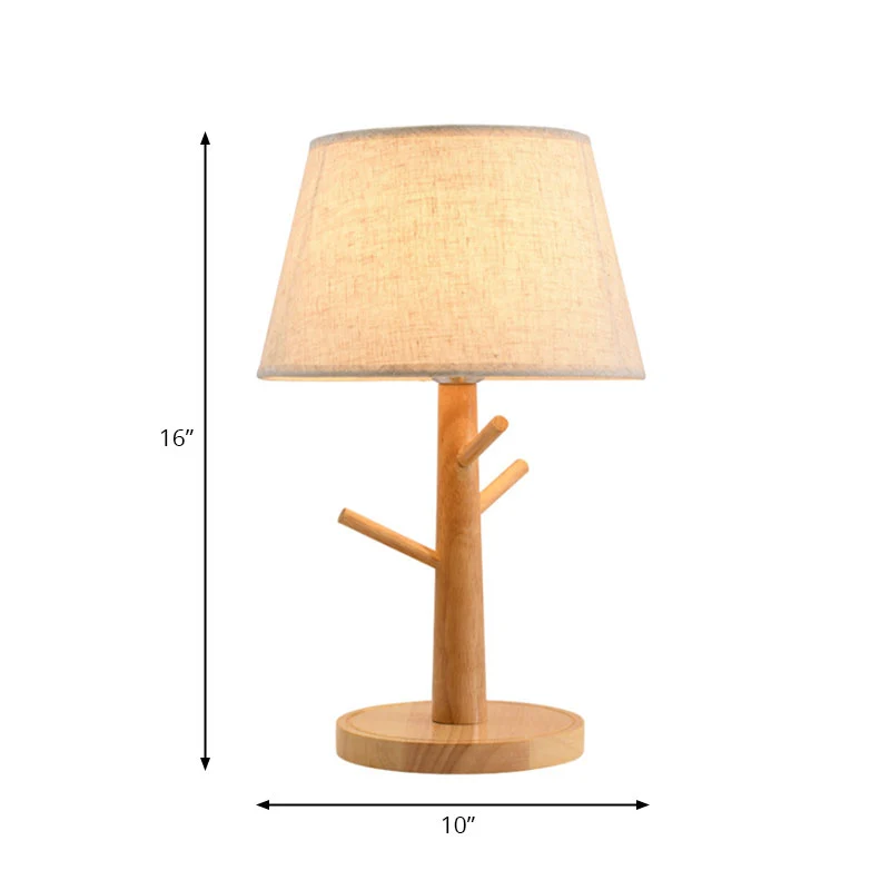 Taps toelopende bureaulamp Moderne stoffen LED-leesboeklamp wit met takvoet Clearhalo