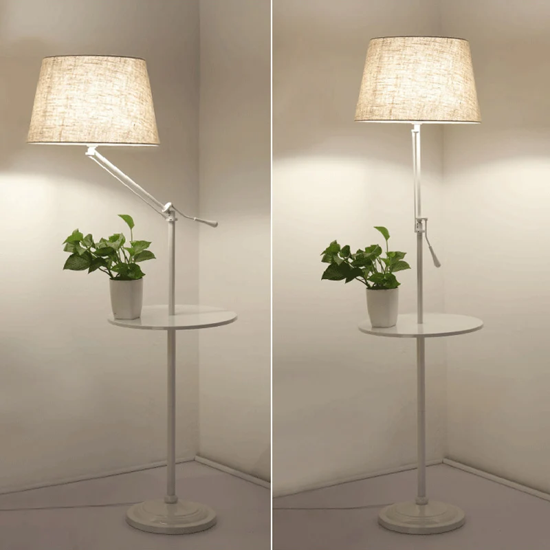 Taps toelopende Drum Woonkamer Staande lichte stof Scandinavische vloerlamp met één lamp en dienblad Clearhalo