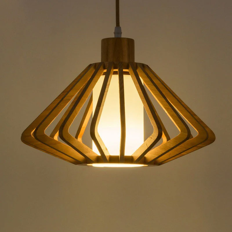 Taps toelopende hanglamp, modern hout, gang-ophanglamp met één lamp Clearhalo