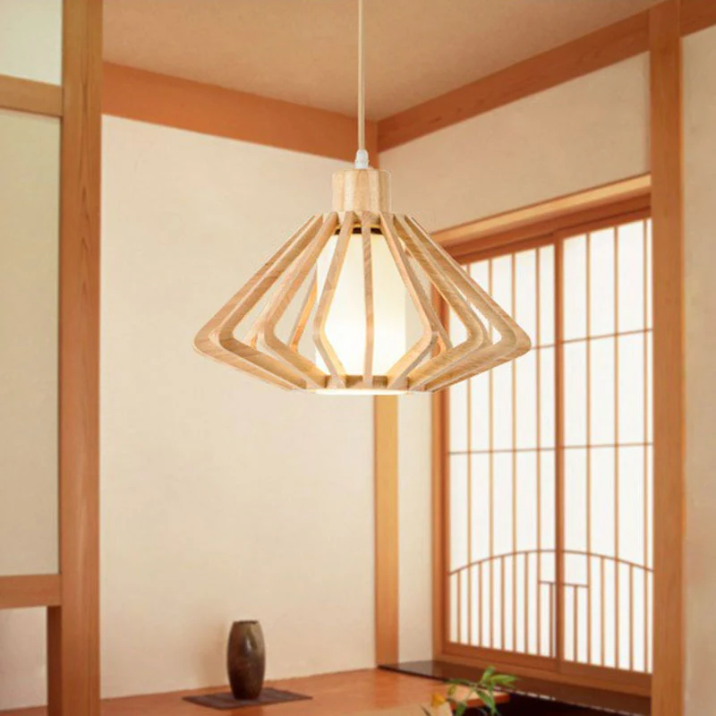 Taps toelopende hanglamp, modern hout, gang-ophanglamp met één lamp Clearhalo