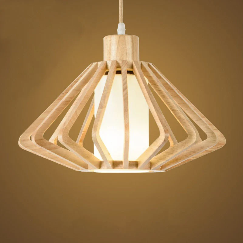 Taps toelopende hanglamp, modern hout, gang-ophanglamp met één lamp Clearhalo