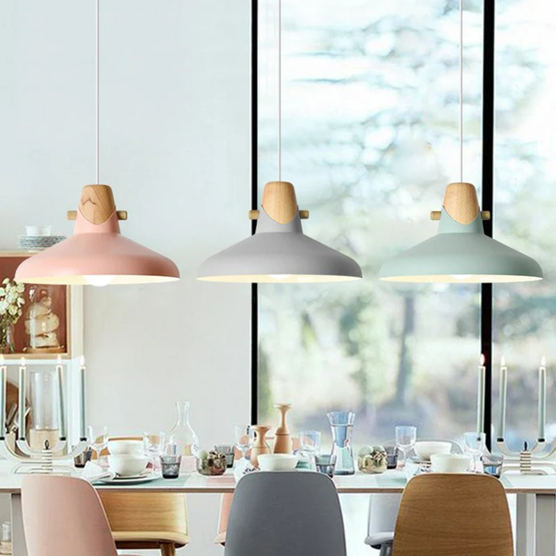 Taps toelopende restaurant-plafondlamp Metaal 1-lamp Macaron-hanglamp met houten decor Clearhalo