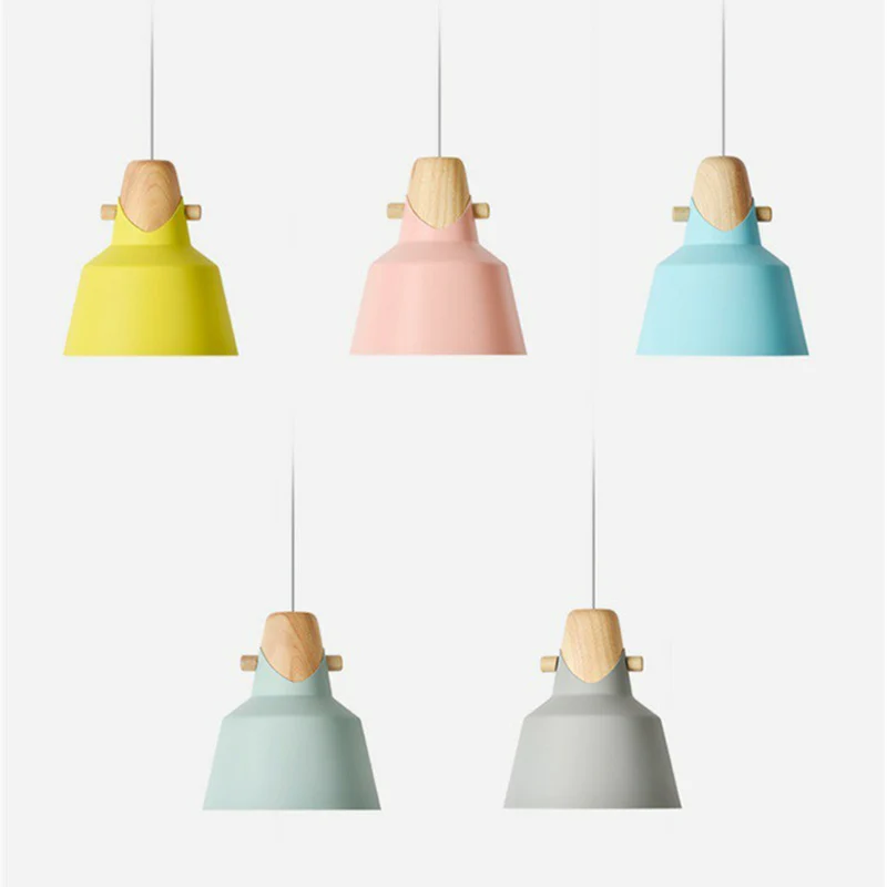 Taps toelopende restaurant-plafondlamp Metaal 1-lamp Macaron-hanglamp met houten decor Clearhalo