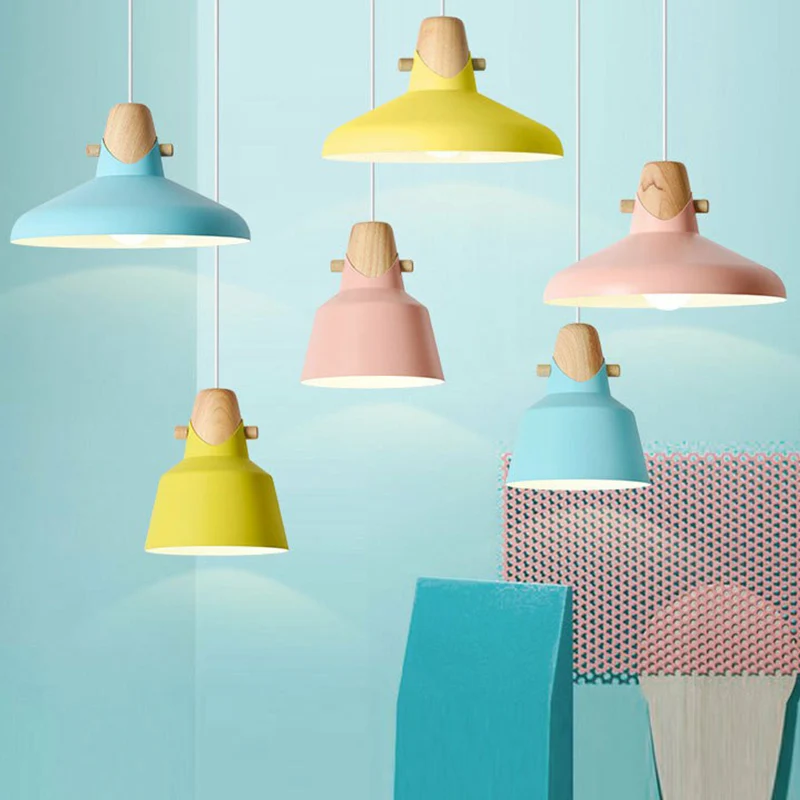Taps toelopende restaurant-plafondlamp Metaal 1-lamp Macaron-hanglamp met houten decor Clearhalo