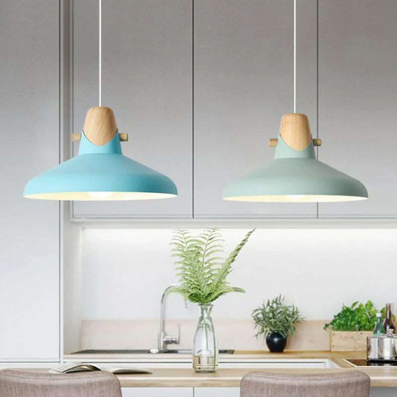 Taps toelopende restaurant-plafondlamp Metaal 1-lamp Macaron-hanglamp met houten decor Clearhalo