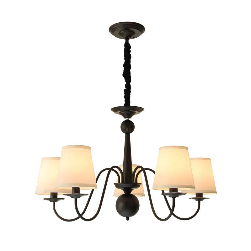 Taps toelopende schaduw woonkamer kroonluchter verlichting klassieke stijl stof zwarte hanglamp Clearhalo
