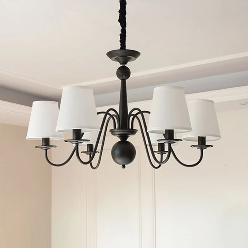 Taps toelopende schaduw woonkamer kroonluchter verlichting klassieke stijl stof zwarte hanglamp Clearhalo