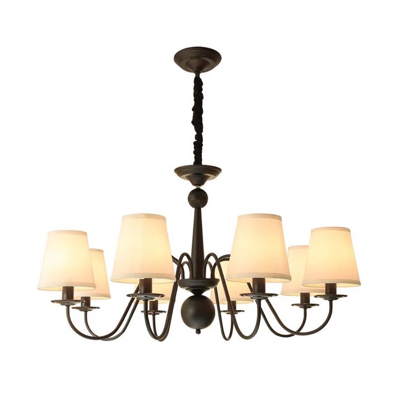Taps toelopende schaduw woonkamer kroonluchter verlichting klassieke stijl stof zwarte hanglamp Clearhalo