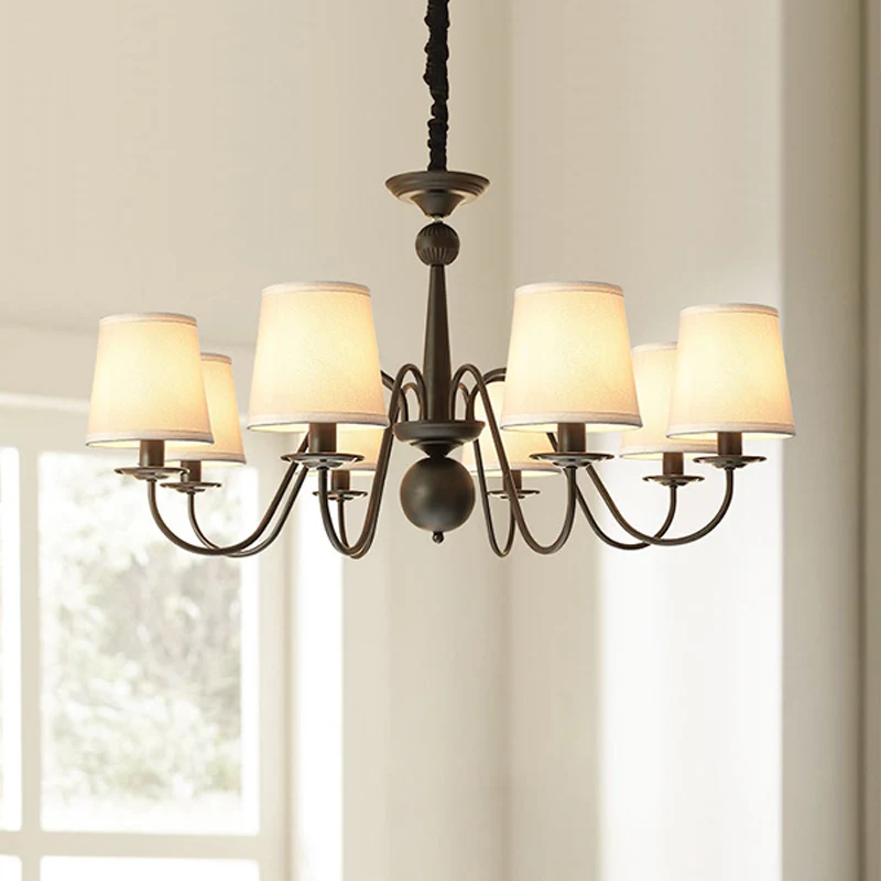Taps toelopende schaduw woonkamer kroonluchter verlichting klassieke stijl stof zwarte hanglamp Clearhalo