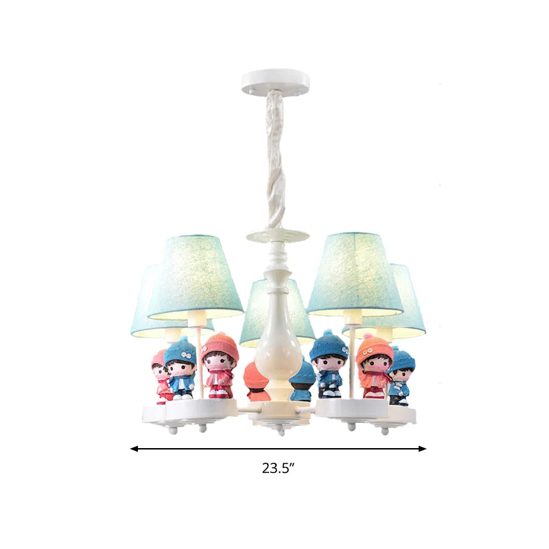 Taps toelopende schaduw woonkamerkroonluchter met kinderdeco metalen 3-kops eigentijdse plafondhanger blauw Clearhalo