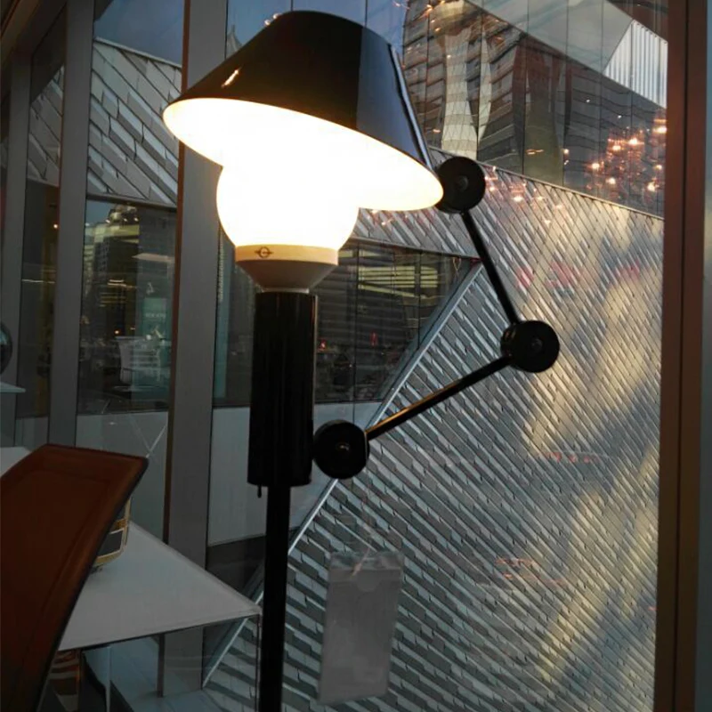 Taps toelopende staande verlichting Nordic metallic enkele kop zwarte leesvloerlamp met verstelbare arm Clearhalo