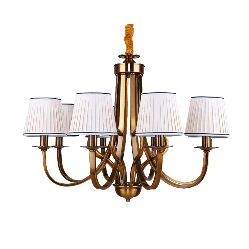 Taps toelopende stoffen kroonluchter licht rustiek 6/8 licht eetkamer plafondlamp goud Clearhalo