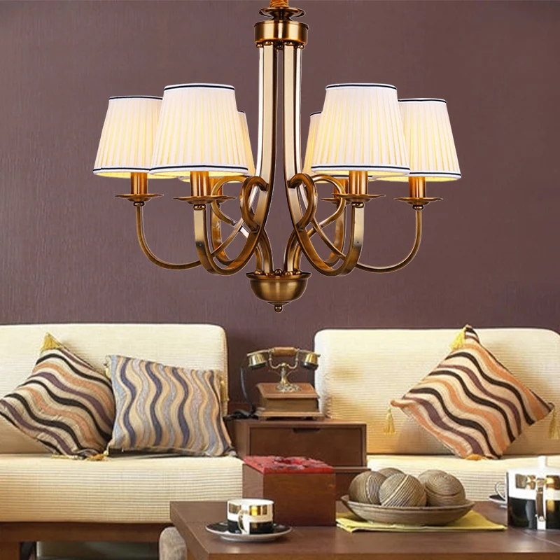 Taps toelopende stoffen kroonluchter licht rustiek 6/8 licht eetkamer plafondlamp goud Clearhalo