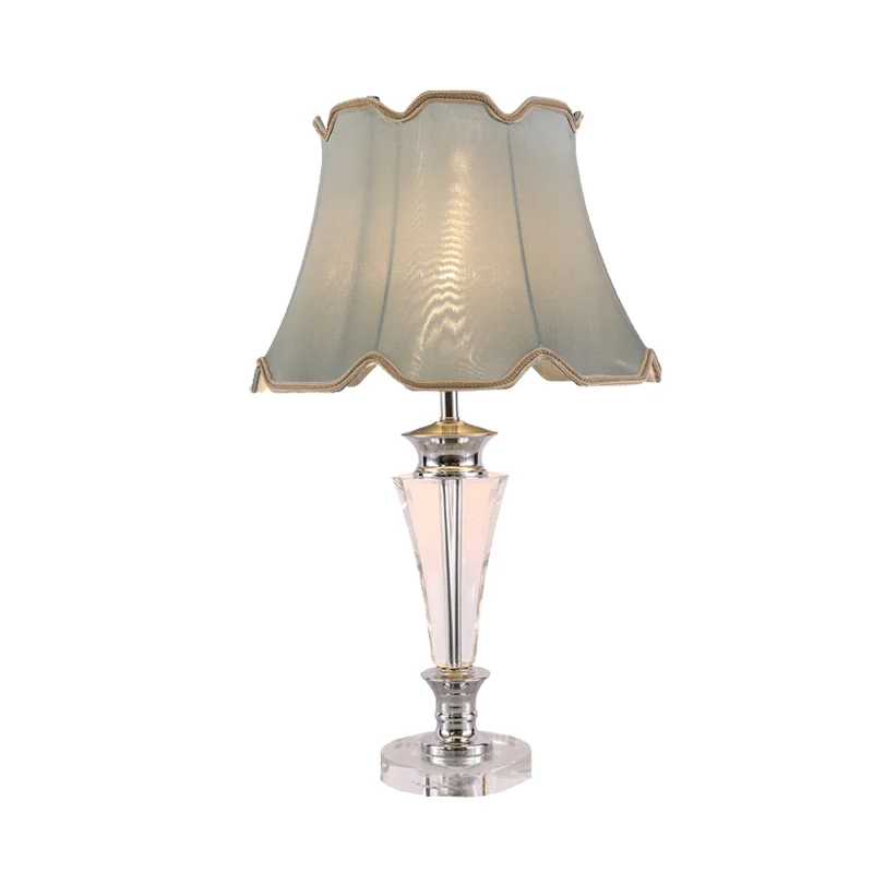 Taps toelopende stoffen taaklamp Modernisme Handgesneden kristallen nachtkastjelamp met 1 kop blauw Clearhalo