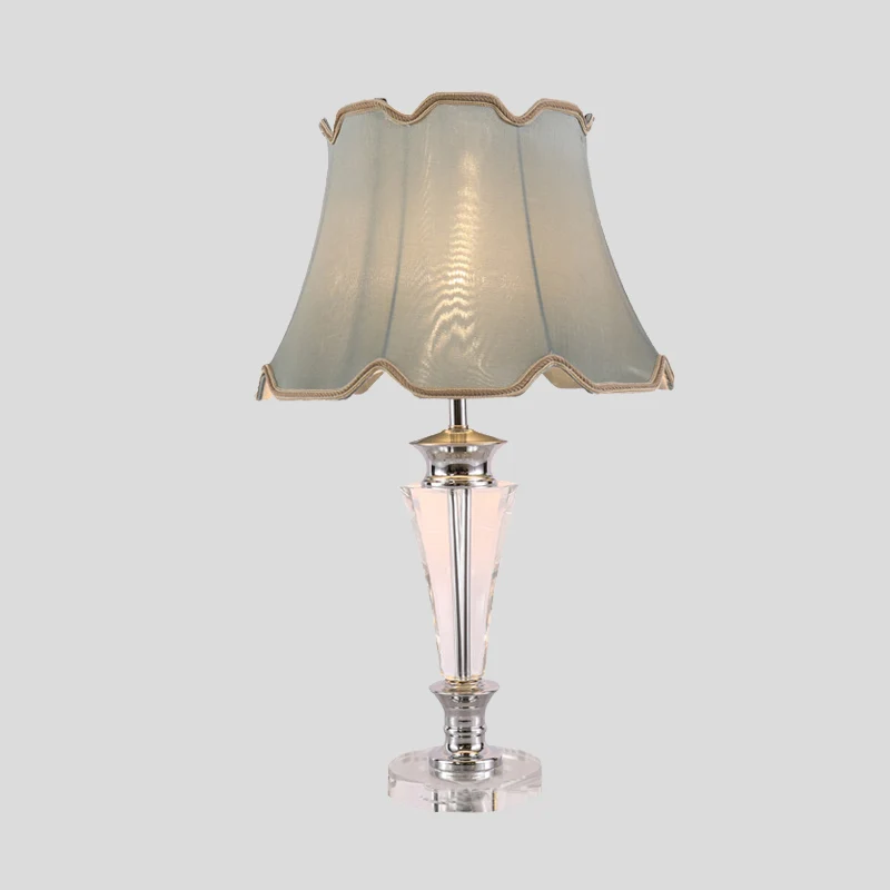 Taps toelopende stoffen taaklamp Modernisme Handgesneden kristallen nachtkastjelamp met 1 kop blauw Clearhalo