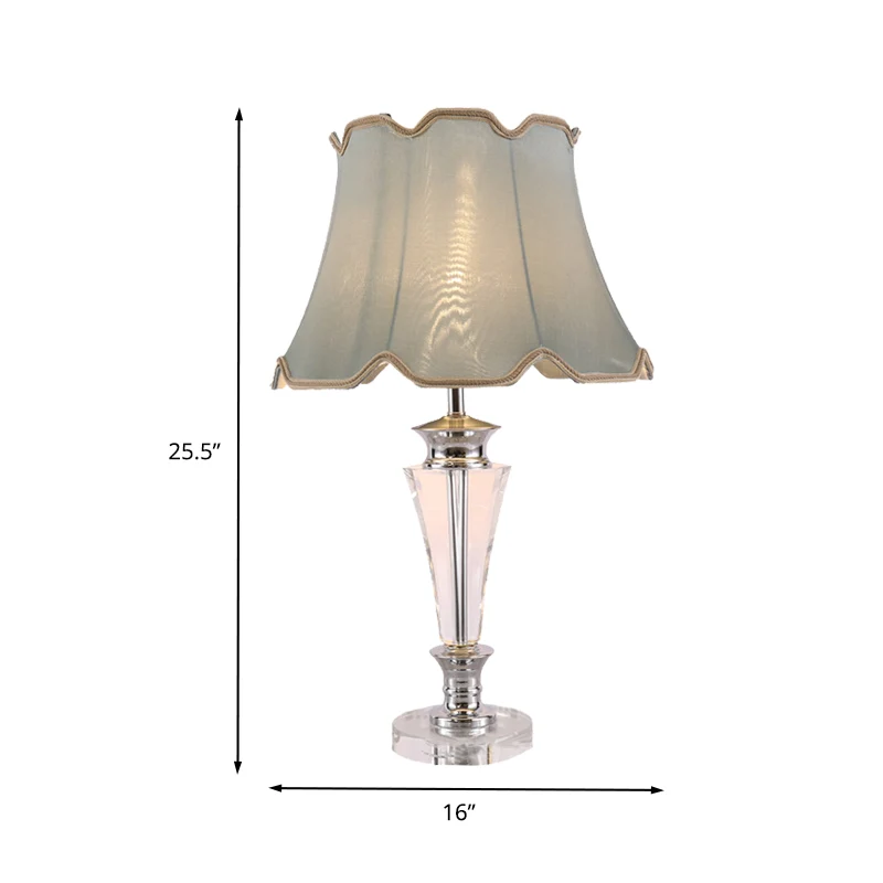 Taps toelopende stoffen taaklamp Modernisme Handgesneden kristallen nachtkastjelamp met 1 kop blauw Clearhalo