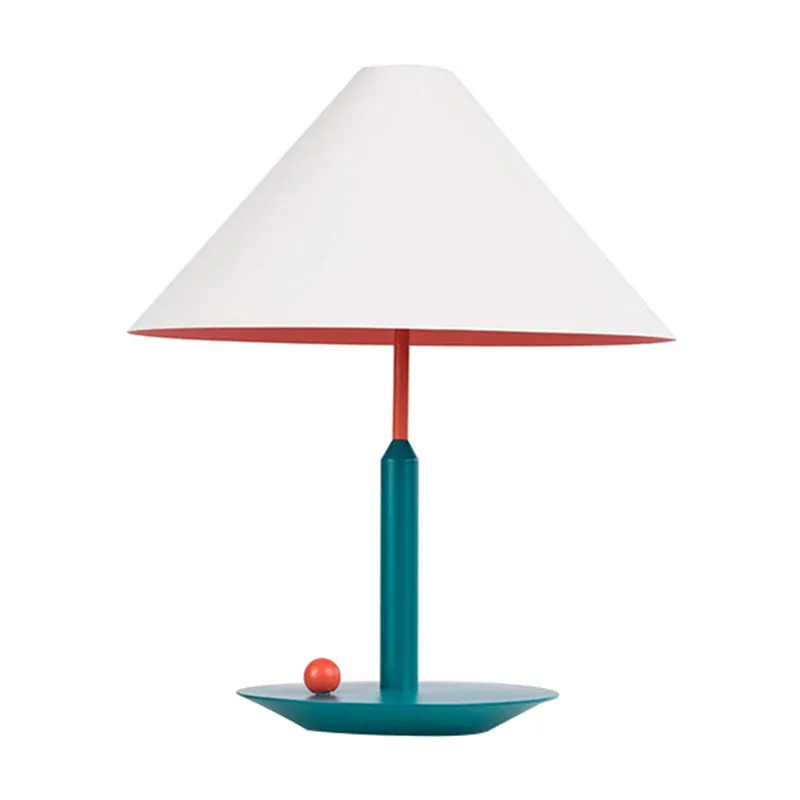 Taps toelopende taaklamp, moderne stof, 1 kops witte bureaulamp met ronde groene metalen voet Clearhalo