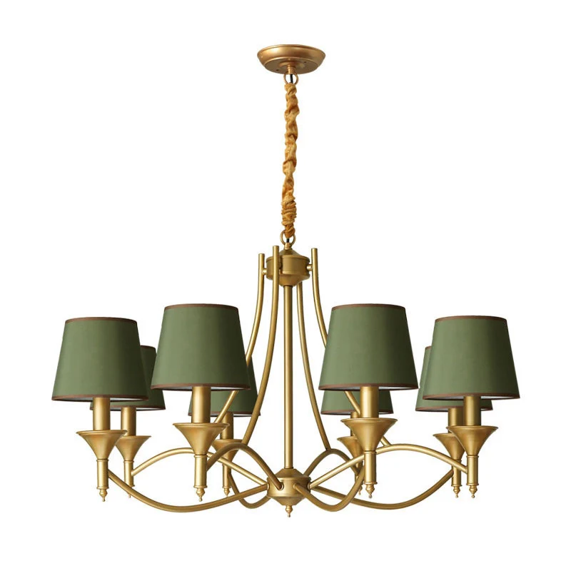 Taps toelopende trommelvorm stoffen plafondverlichting moderne groene hanglamp voor woonkamer Clearhalo