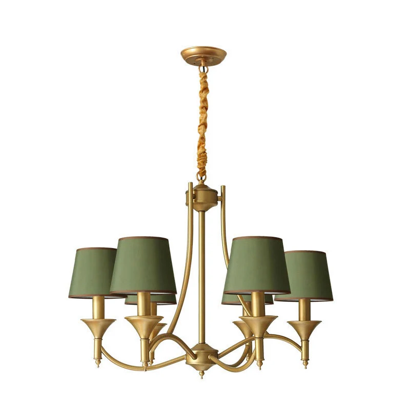 Taps toelopende trommelvorm stoffen plafondverlichting moderne groene hanglamp voor woonkamer Clearhalo