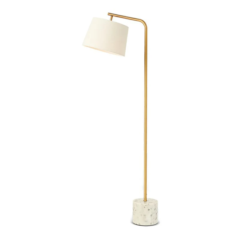 Taps toelopende vloerlamp van stof, minimalistisch, witte staande lamp met 1 lamp en marmeren voet Clearhalo