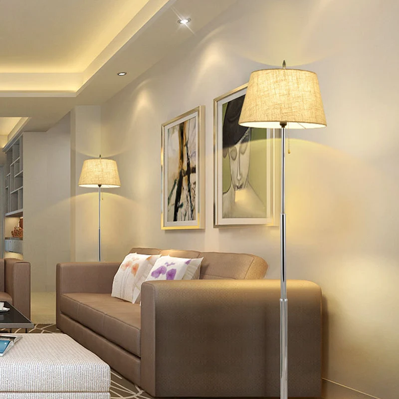 Taps toelopende vloerstaande lamp modernisme stof 1 licht leesbare vloerlamp beige met voet Clearhalo