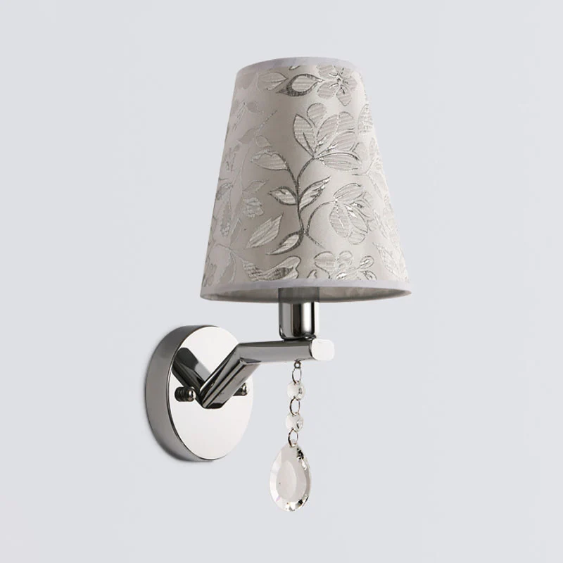 Taps toelopende wandkandelaar voor de woonkamer, traditionele stof, 1 lamp, witte LED-wandlamp met heldere kristallen drup...