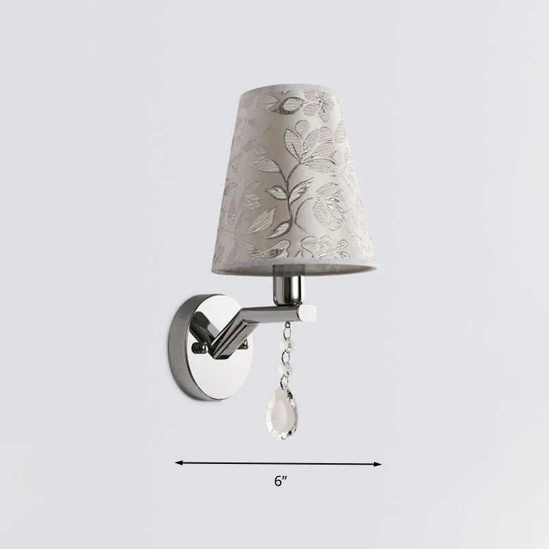 Taps toelopende wandkandelaar voor de woonkamer, traditionele stof, 1 lamp, witte LED-wandlamp met heldere kristallen drup...