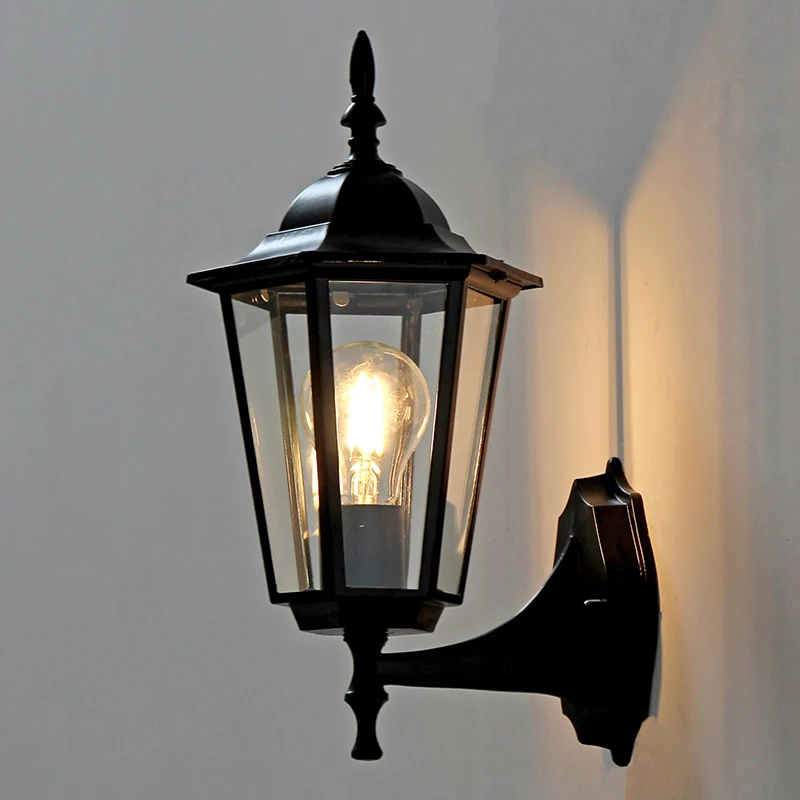 Taps toelopende wandlamp van helder glas Traditionele enkele buitenwandlamp Clearhalo
