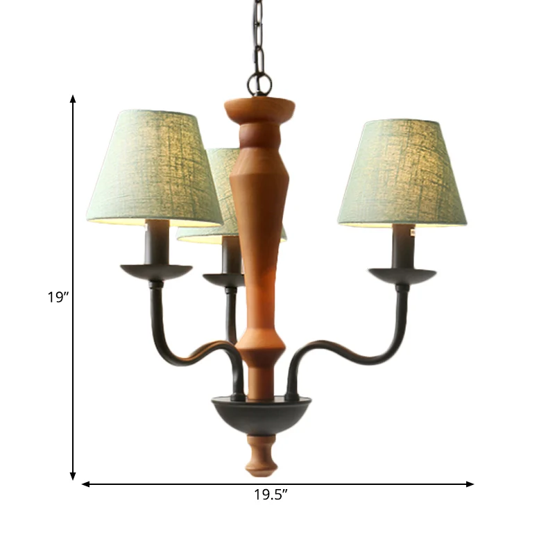 Taps toelopende woonkamer hangende kroonluchter Vintage stof 3/8 lichten groen/beige plafond hanglamp Clearhalo