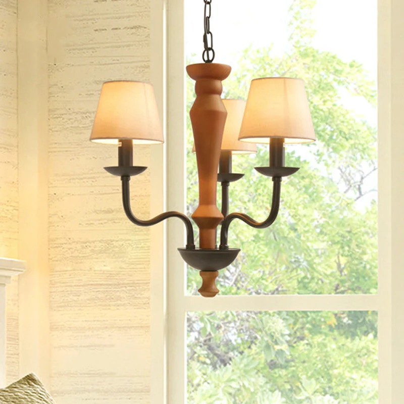 Taps toelopende woonkamer hangende kroonluchter Vintage stof 3/8 lichten groen/beige plafond hanglamp Clearhalo