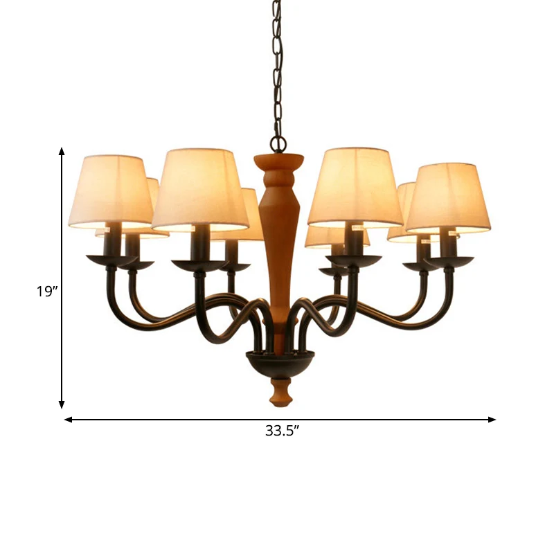 Taps toelopende woonkamer hangende kroonluchter Vintage stof 3/8 lichten groen/beige plafond hanglamp Clearhalo