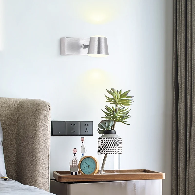 Taps toelopende woonkamer ijdelheid blaker eenvoudige stijl metaal 1/2/3 hoofden zilveren wandlamp warm / wit licht Clearhalo