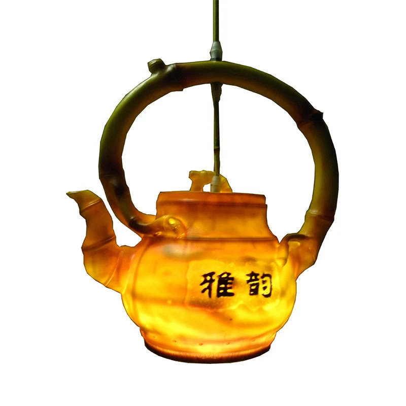 Theepot hanglamp Lodge-stijl hars enkelvoudige hanglamp voor woonkamer Clearhalo