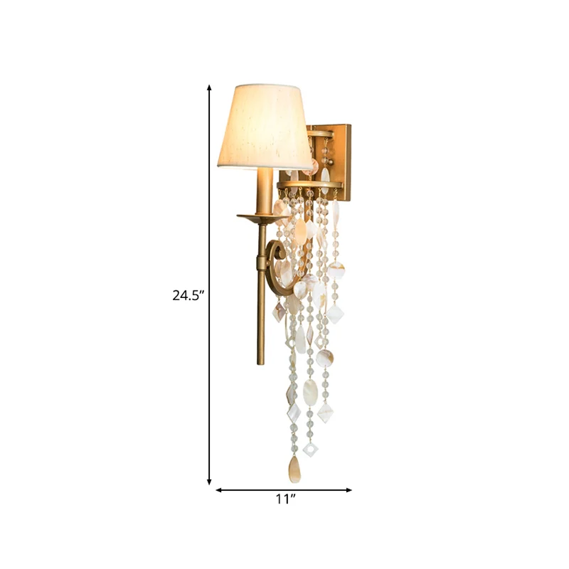 Torch Slaapkamer Wandlamp Klassiek Metaal 1 Lichtbruin/Gouden Blakerlamp met/zonder Kap Clearhalo