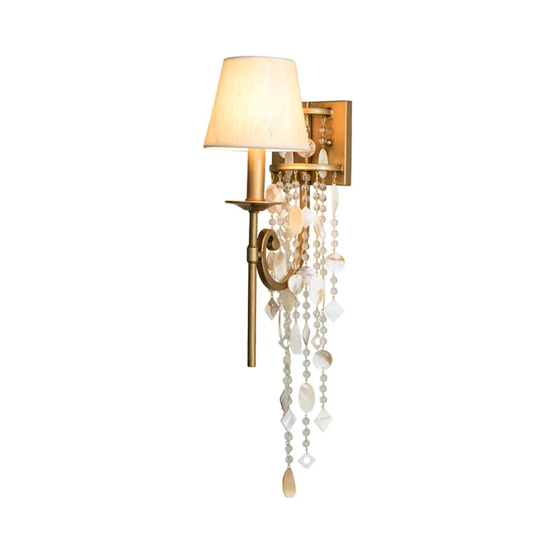 Torch Slaapkamer Wandlamp Klassiek Metaal 1 Lichtbruin/Gouden Blakerlamp met/zonder Kap Clearhalo