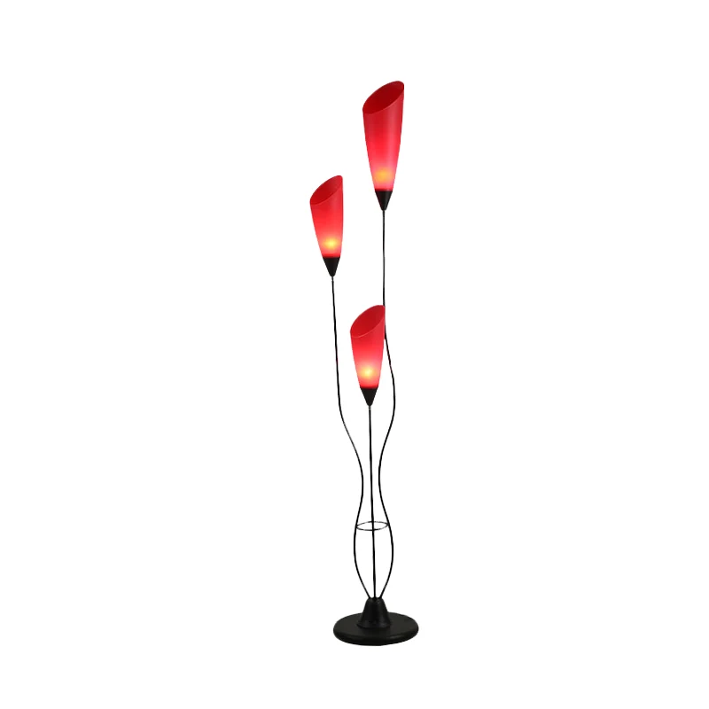 Torchiere vloerleeslamp Macaron metallic 3-kops woonkamer staande lamp rood Clearhalo