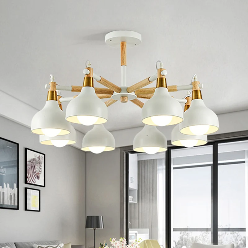 Torch-vormige verpleegkamerkroonluchter Metalen hanglamp Macaron-stijl met 8 lampen Clearhalo