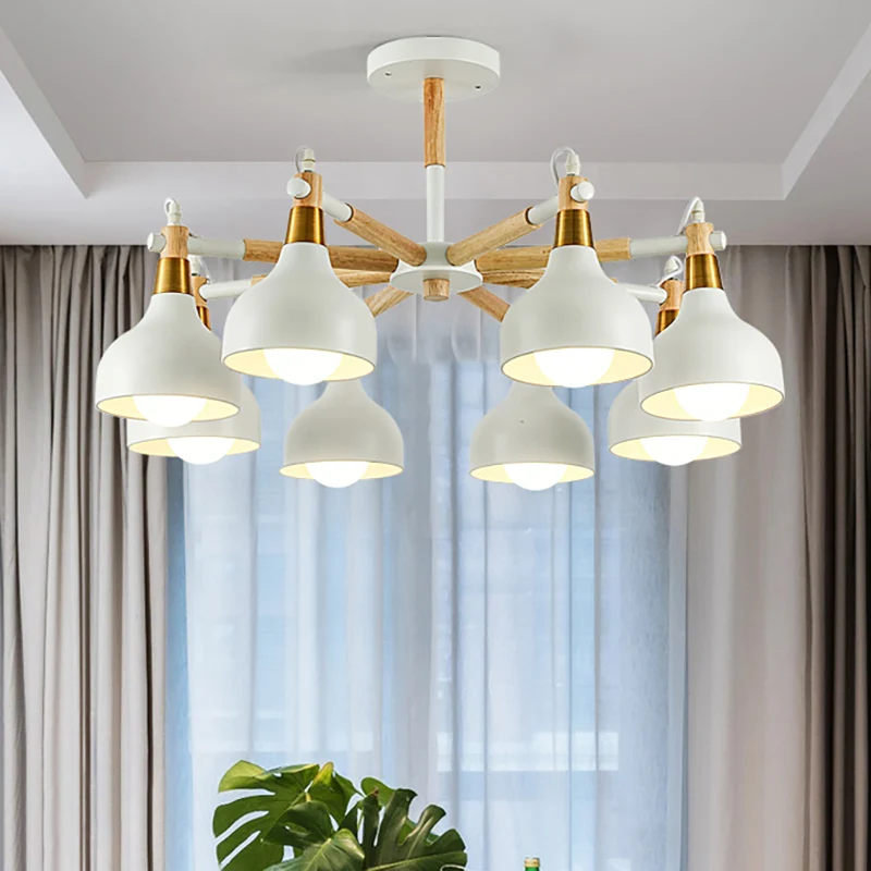 Torch-vormige verpleegkamerkroonluchter Metalen hanglamp Macaron-stijl met 8 lampen Clearhalo