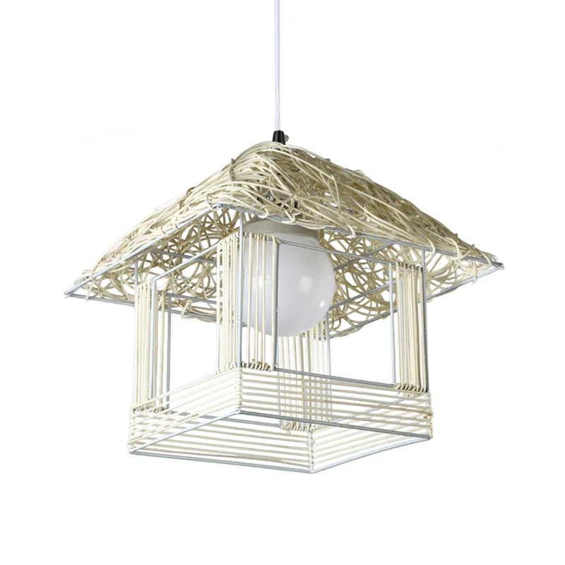 Toren Bamboe Hanglamp Chinees 1 Lamp Wit Hangend Plafondlamp voor Theehuis Clearhalo