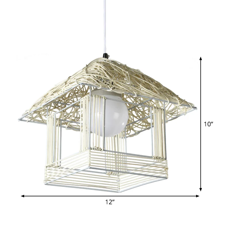 Toren Bamboe Hanglamp Chinees 1 Lamp Wit Hangend Plafondlamp voor Theehuis Clearhalo