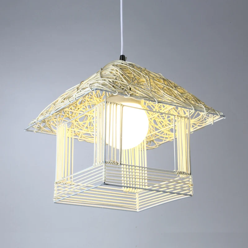 Toren Bamboe Hanglamp Chinees 1 Lamp Wit Hangend Plafondlamp voor Theehuis Clearhalo