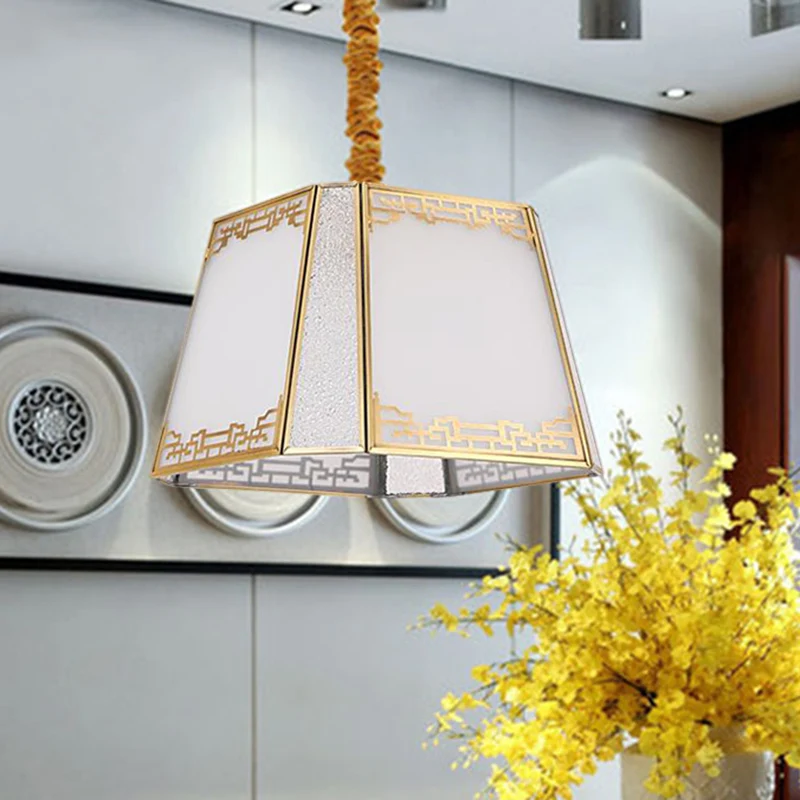 Torenvormige kroonluchter van wit matglas, eenvoudige hanglamp met 5 koppen de hal Clearhalo