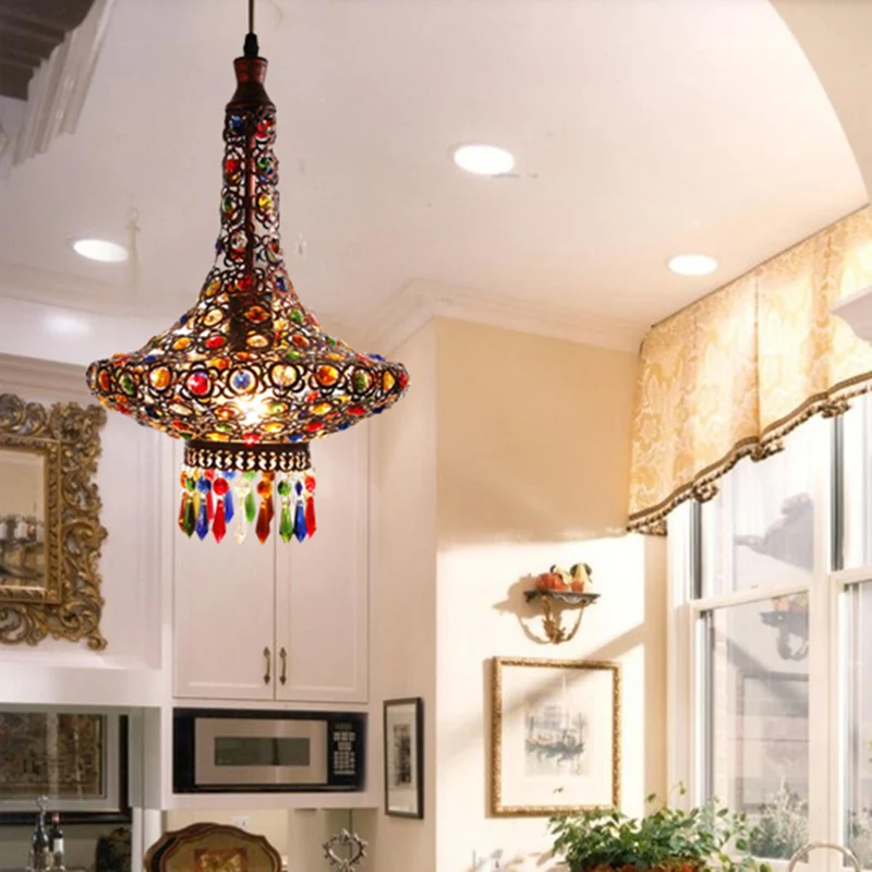 Traanvormige metalen hangende hanger Boheemse keukenhanglamp met 1 kop koper Clearhalo