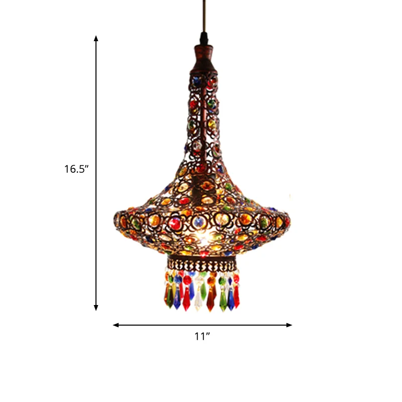 Traanvormige metalen hangende hanger Boheemse keukenhanglamp met 1 kop koper Clearhalo
