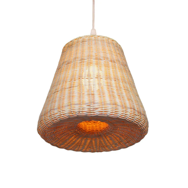 Traditie Hanglamp met 1 lamp, houten kegel, hanglamp met bamboe kap Clearhalo