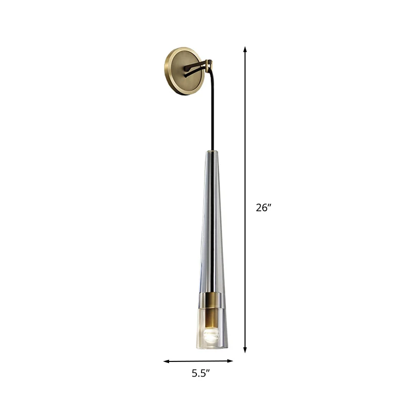 Tradition Cone Sconce Metaal 1-lamp wandgemonteerd lichtarmatuur messing voor trap Clearhalo