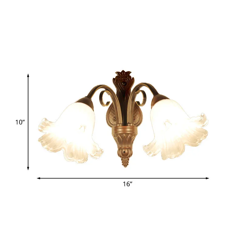 Traditionalisme bloemen wandlamp armatuur 1/2-licht wit glazen wandkandelaar verlichting zwart voor slaapkamer Clearhalo