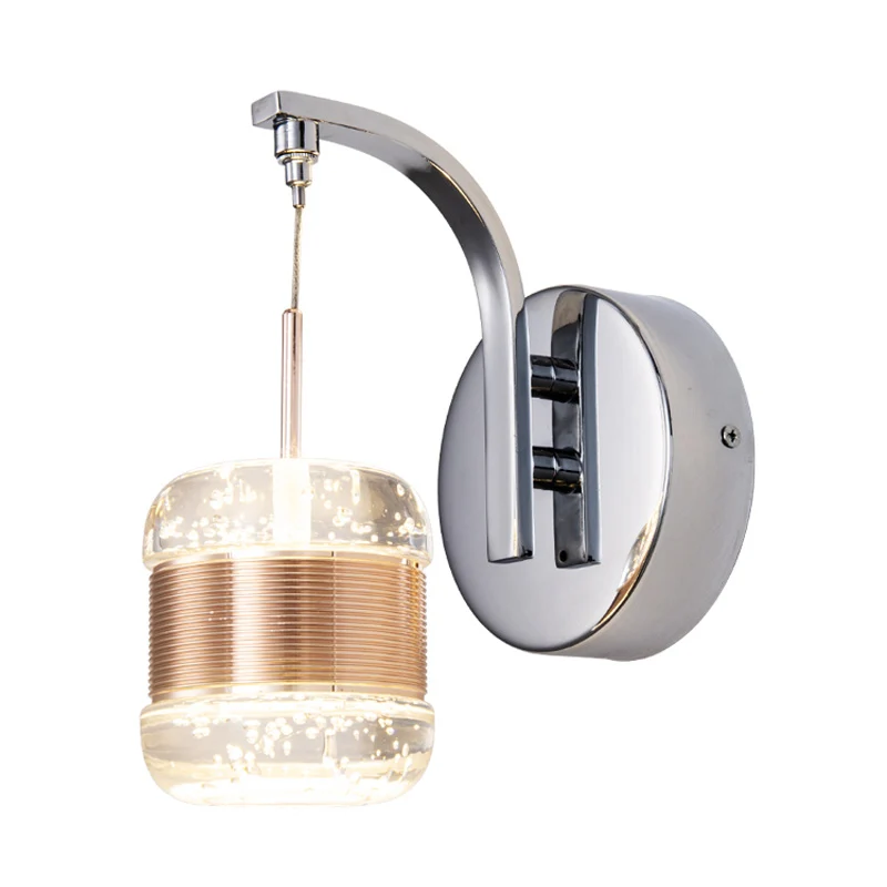 Traditionalisme Drum Wandmontage Lamp LED Bubble Crystal Wandkandelaar Verlichting goud voor slaapkamer Clearhalo